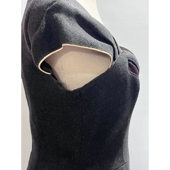 Prada Designer Vintage Gray Sweetheart Neck Wool Midi length Dress Sz 46/Lg/14 - Picture 5 of 14